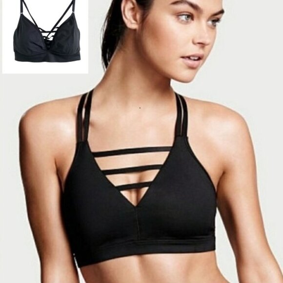 Victoria Secret - Black strappy workout Bra - Size L